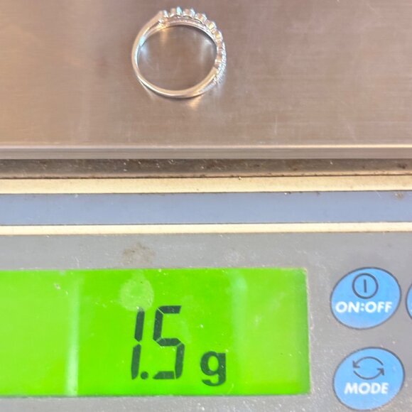 VTG Sterling Silver 925 Cubic Zirconia Beaded Design Tapered Band Ring Size 6.75 - Picture 8 of 8